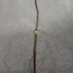 VERY UNUSUAL WRAP AROUND LEATHER WRIST BAND WITH RHINESTONE WATCH