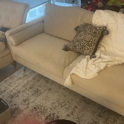 Beige Velvet Modern Sofa For Sale 18 Months Old