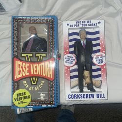 Jesse Ventura Doll And Bill Clinton Cork Screw Doll