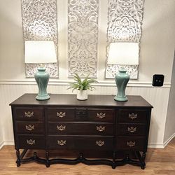 Stunning Jacobean Solid Oak Buffet Cabinet $1395