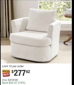 360° Beige Modern Swivel Barrel Chair Chenille Upholstered Comfy Accent Armchair with Tall Backrest