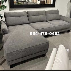 Grey Boucle Sofa Sectional 🔥buy Now Pay Later 