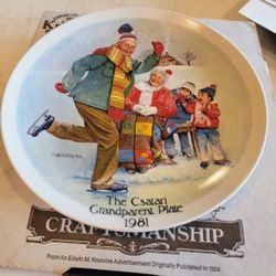 Knowles 1982 Csateri Grandparents Plate By Bradford Exchange"The Skating Lesson"