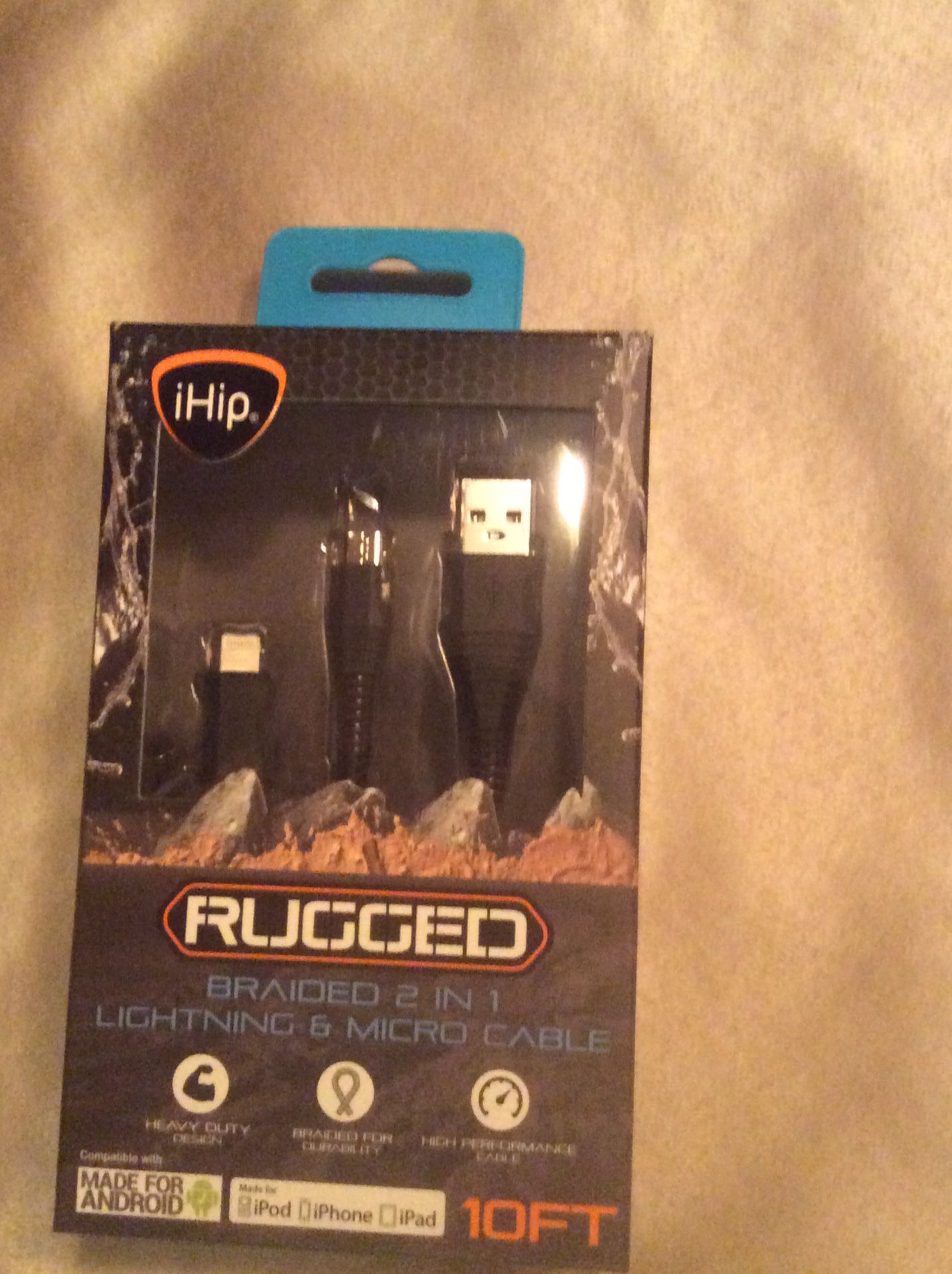 I-Hip Rugged Braided 2 IN 1 Lighting Cable -10ft