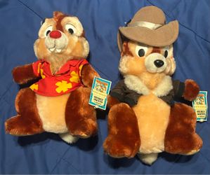 Chip & Dale Rescue Rangers plush dolls by applause, 1989 Disney. With original tags attached .