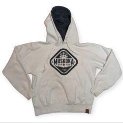 Muskoka Bear Wear Cottage Comfy Black Logo White Hoodie Sweater