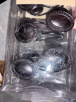Black Oval Decorative Shower Curtain Hooks Set