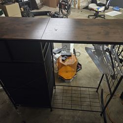 Rustic Brown Dresser + Clothes Rack Combo – Like New