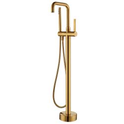 ROSWELL Delara Single-Handle Freestanding Tub Faucet with Hand Shower in Brushed Gold
