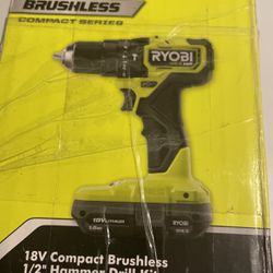 Ryobi 18 V Compact Brushless 1/2” Hammer Drill Kit