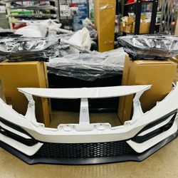 2016-2021 CIVIC Type R Style Front Bumper 2Sedan Coupe 10th & hatchback 🛑+head light COMBO
painted white pearl