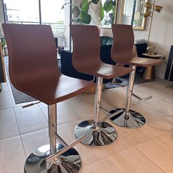 🔥 Modern Adjustable Bar Stools (Set of 3) – Swivel Brown Counter Chairs 🔥