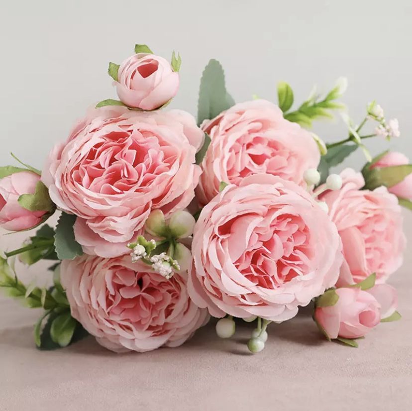 Hot Selling 1pcs/30cm Rose purple Silk Bouquet Peony Artificial Flower 5 Big Head 4 Small Bud Bride Wedding Home Decoration Artifi Message me if you