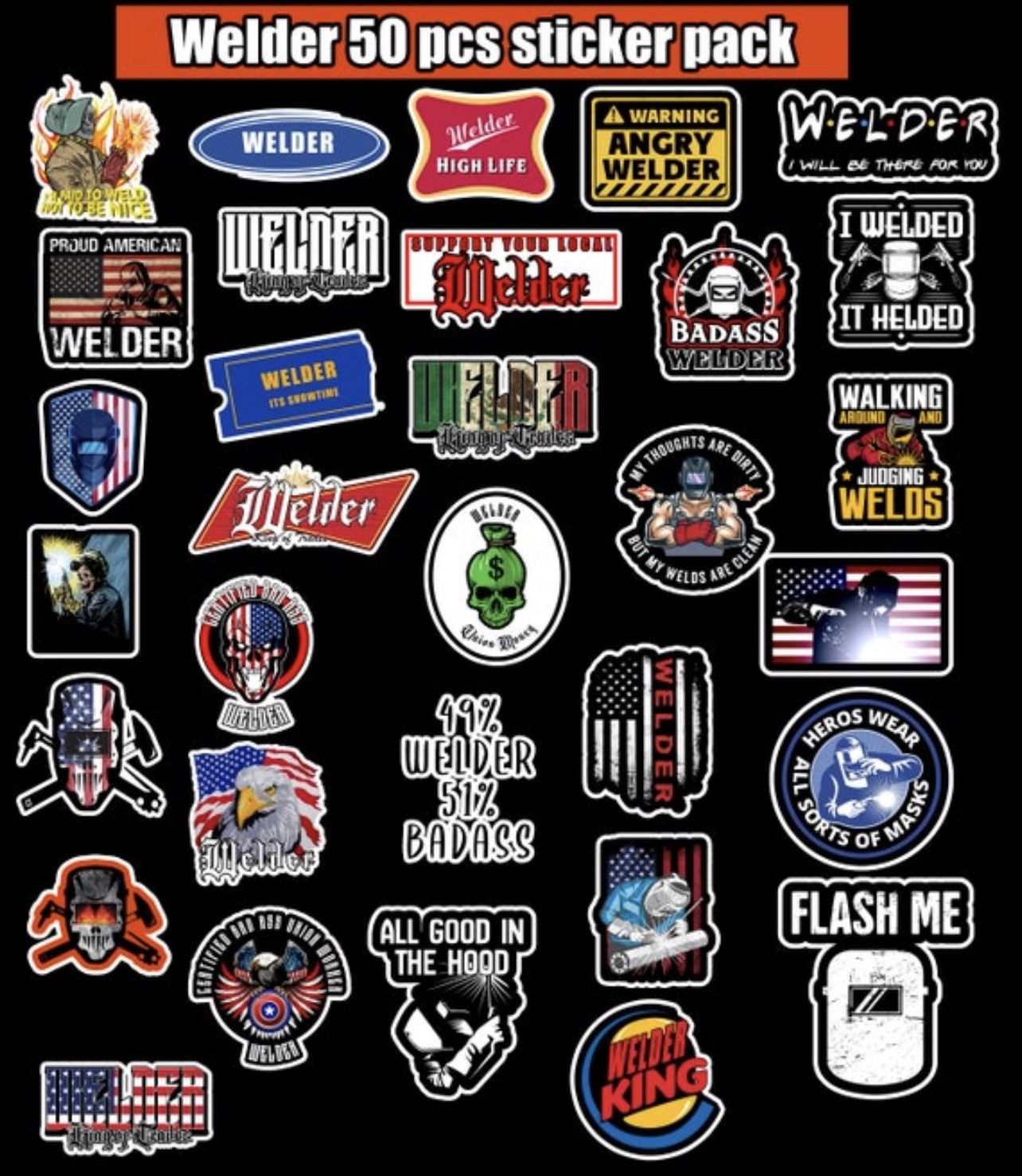 Welder 50 Pcs Sticker Pack 