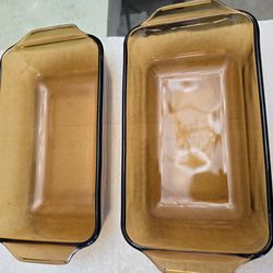 Vintage Anchor Hocking  Amber  2ea Loaf Pans
