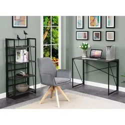 Folding desk Rectangle 40 inch black and Black Particle Board Writing Desk with Folding Frame, NEW