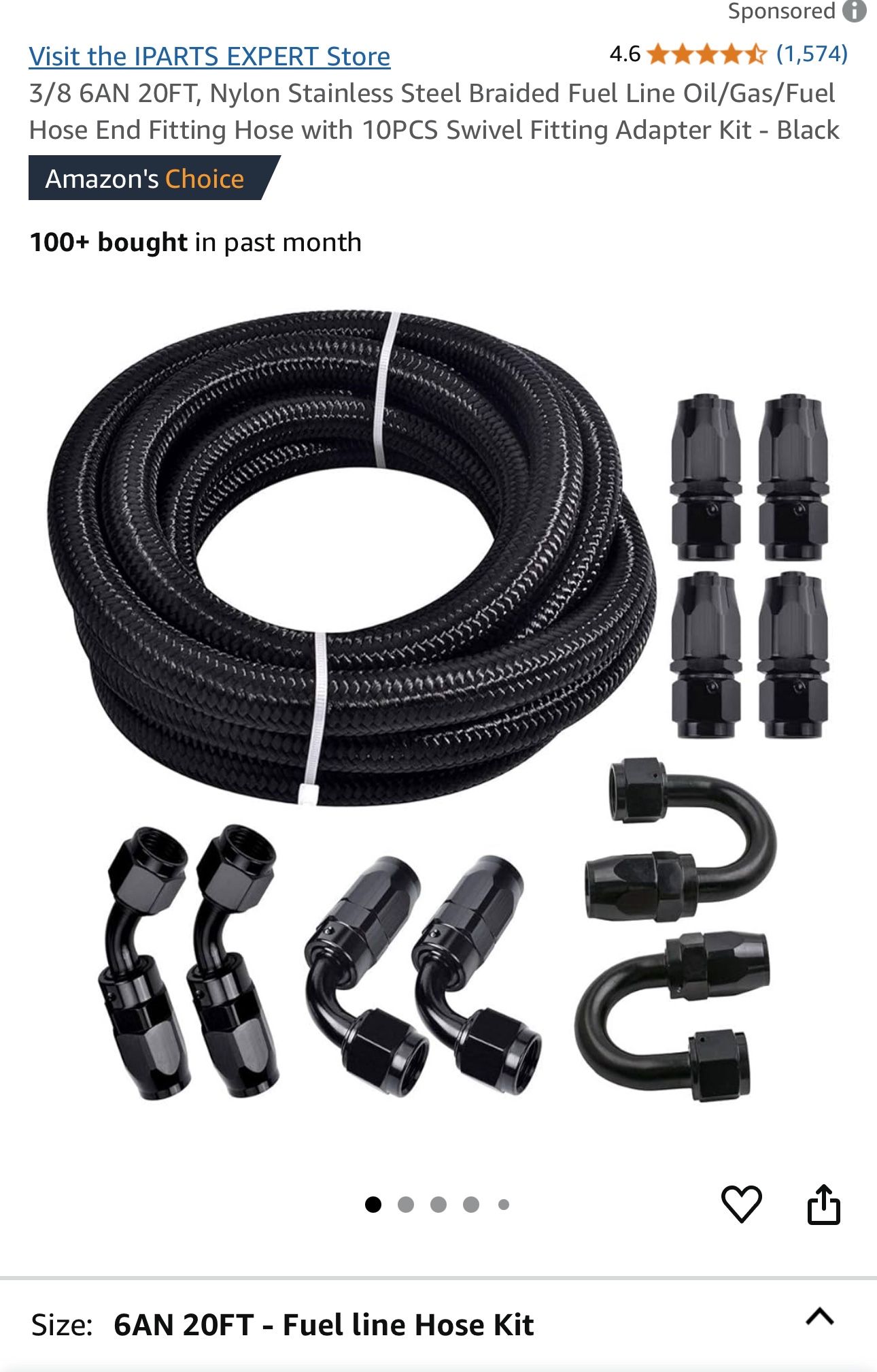 6AN 20FT - Fuel line Hose Kit
