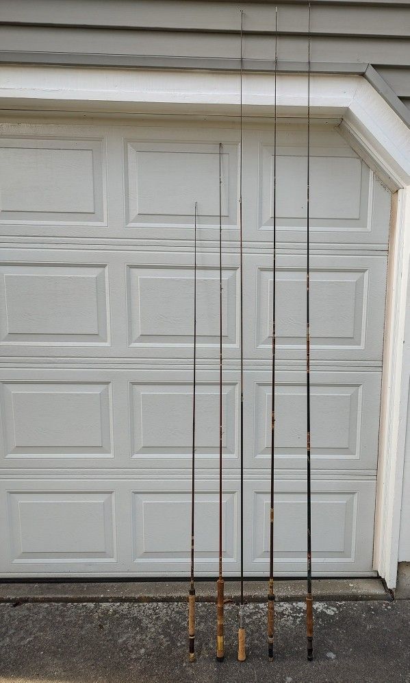 Lot Of Five Vintage Fly Fishing Rods