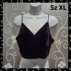 WOMENS BLACK VELVET CROP TOP SIZE XL