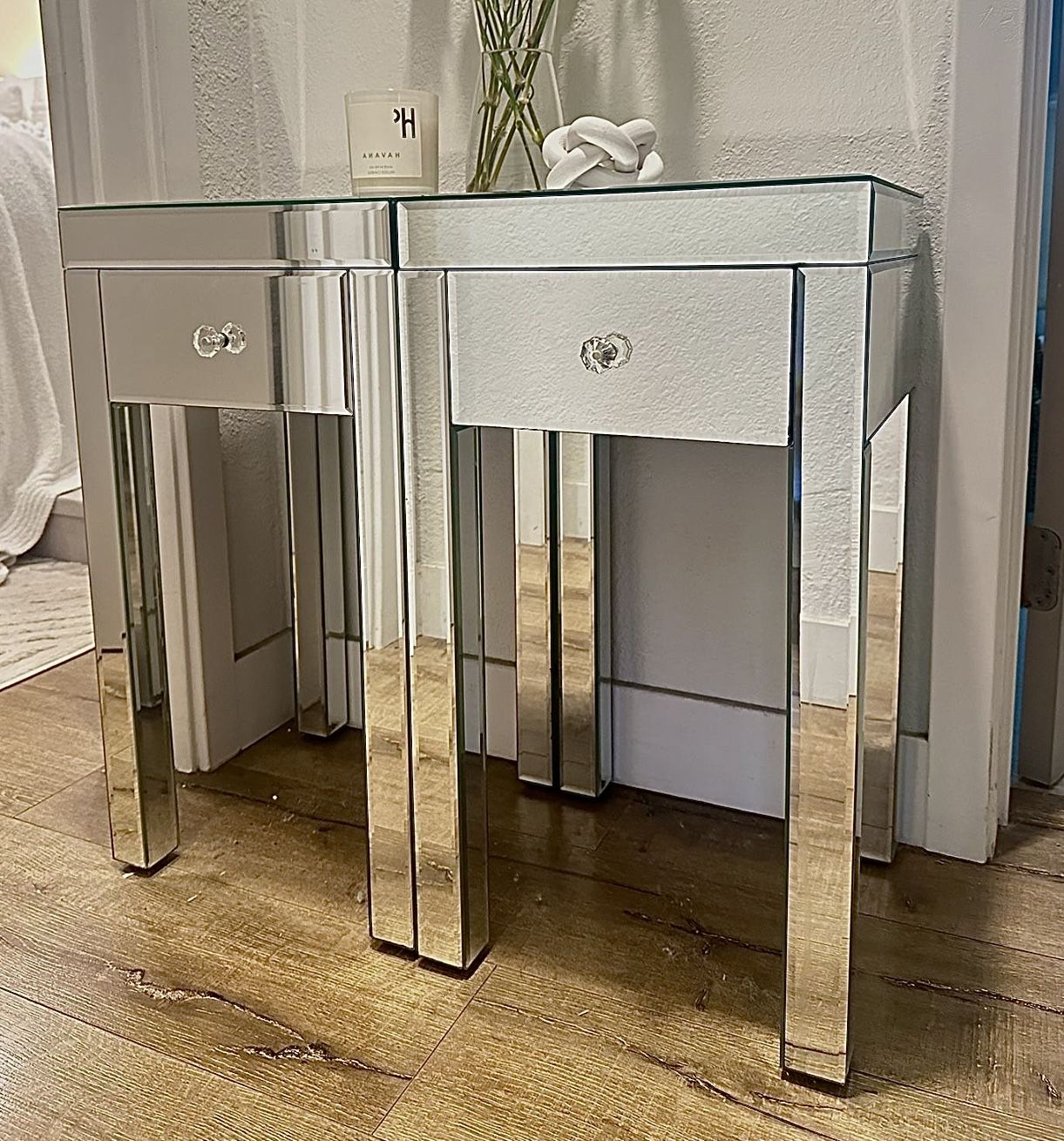 ♥️♥️2 Beautiful Winado Modern Mirrored Nightstands End Table,, Bedside Storage Cabinet With Drawer♥️♥️