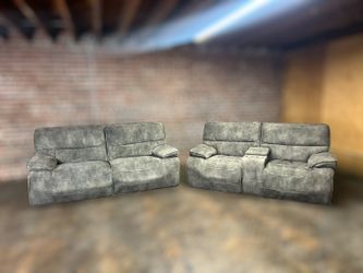 Free Delivery- Gray recliner sofa/couch + loveseat