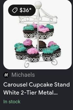 NEW CAROUSEL CUPCAKE STAND WHITE 2 TIER