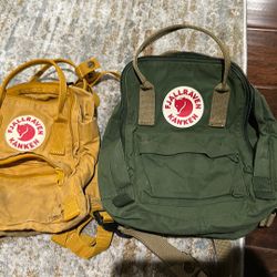 2 FJALLRAVEN Backpacks GREEN & Yellow  $50 OBO