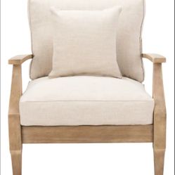 SAFAVIEH Couture Martinique Wood Patio Armchair. - 31.4" W x 35.6" L x 32.6" H