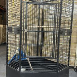 Huge Strong 36”x 36” X 65”H Corner Parrot Bird Cage On Wheels 
