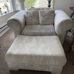 White Oversized Chair and Ottoman