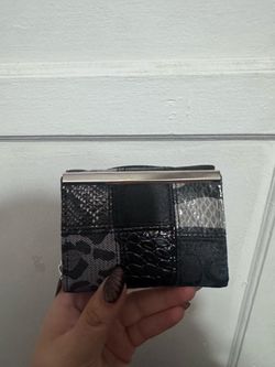 Black Patchwork Texture Small Wallet