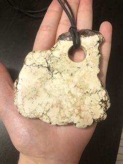 Natural White Buffalo Turquoise Slab Large Pendant