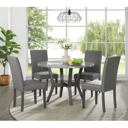 5 PC DINING ROUND SET- TABLE, 4 CHAIRS