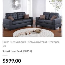 Black Sofa And Love Seat Set 