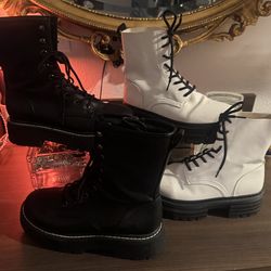 Combat boots white & black size 9 woman’s