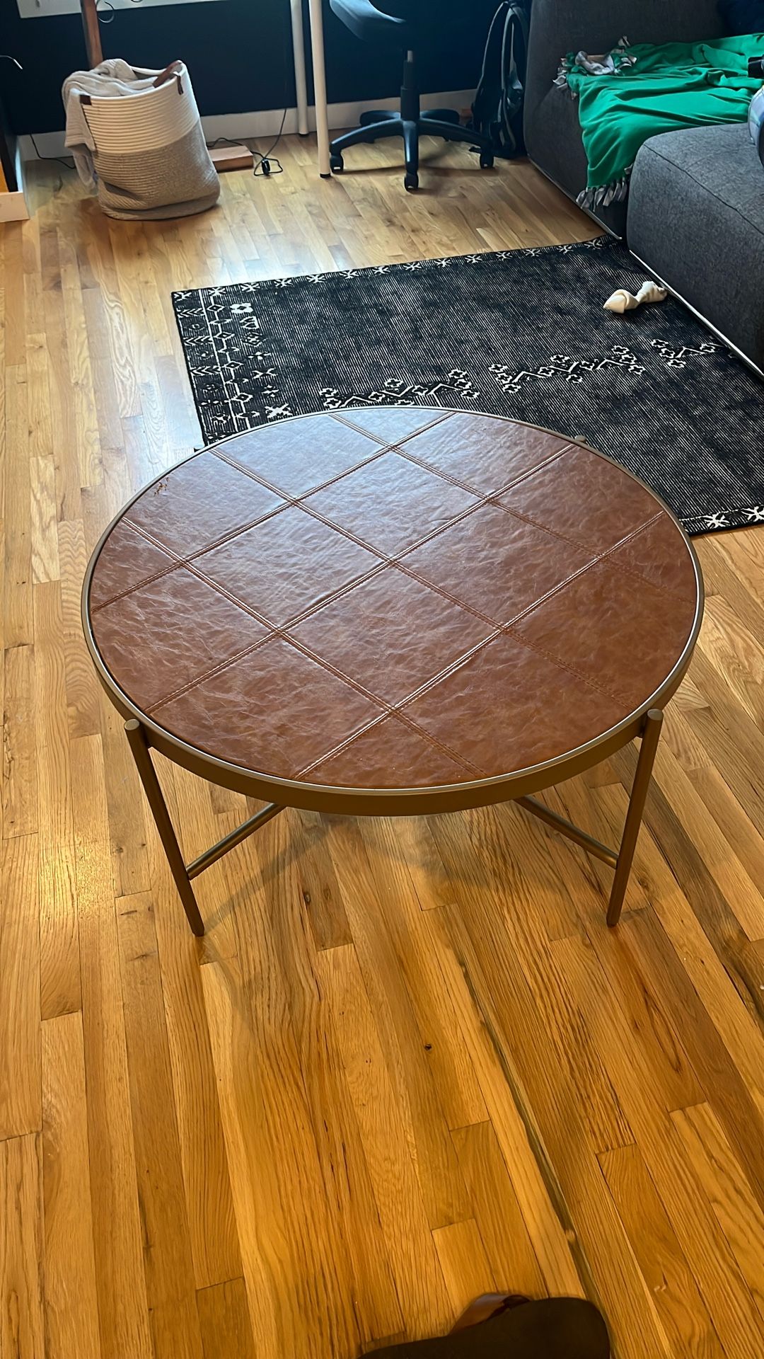 Circle Coffee Table Faux Leather