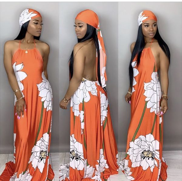 Orange flower dress with scarf for Sale in West Palm Beach, FL - OfferUp