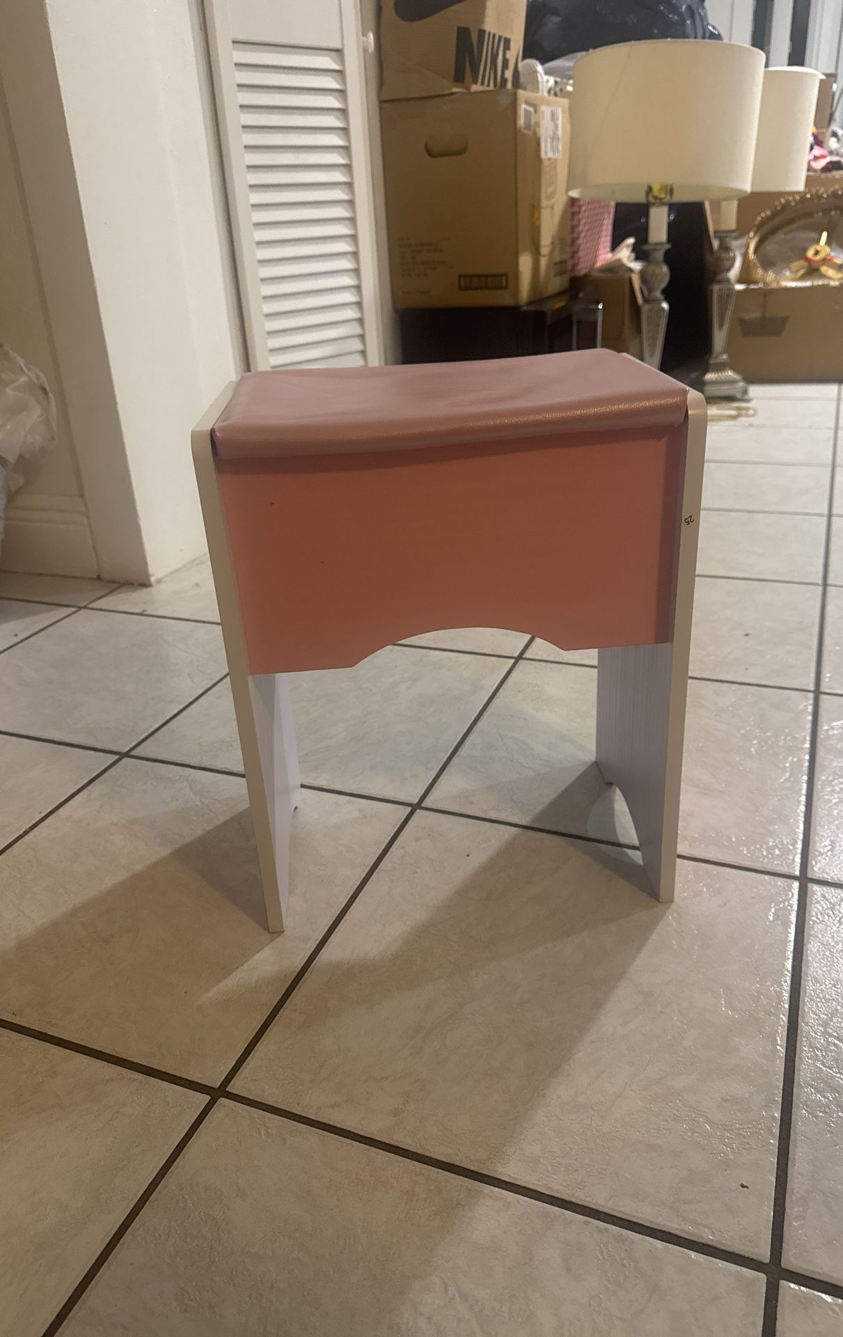 small Pink Vanity Stool