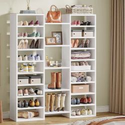 NY209 new in box wooden Shoe Rack, Freestanding Shoe Organizer with 23 Storage Shelves