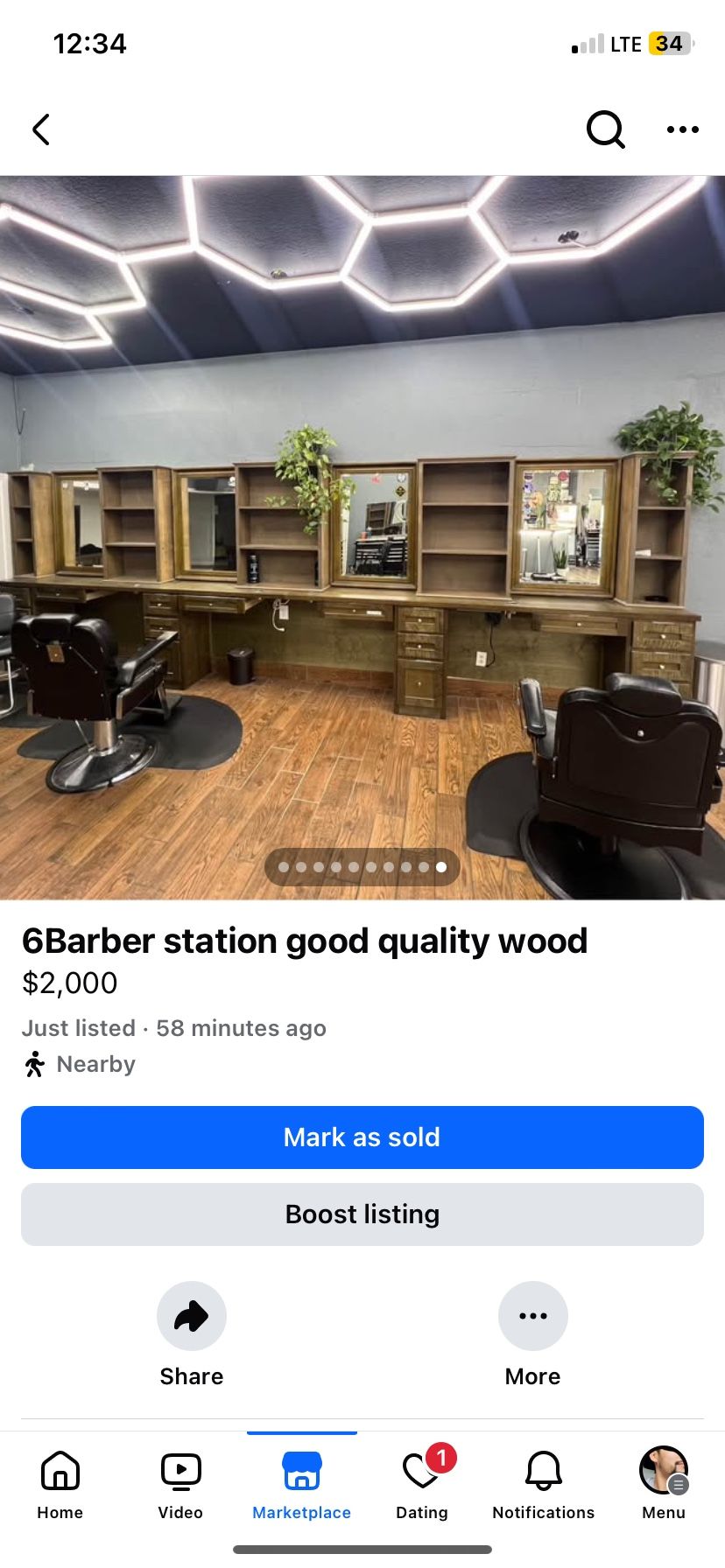6 Full Set Barber Stations