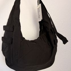Ultra Lightweight Large Nylon Shoulder Bag Minimalist Hobo Tote Crossbody Black
