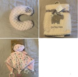 Brand New Baby Essentials Bundle – Blanket, Lovey & Neck Support