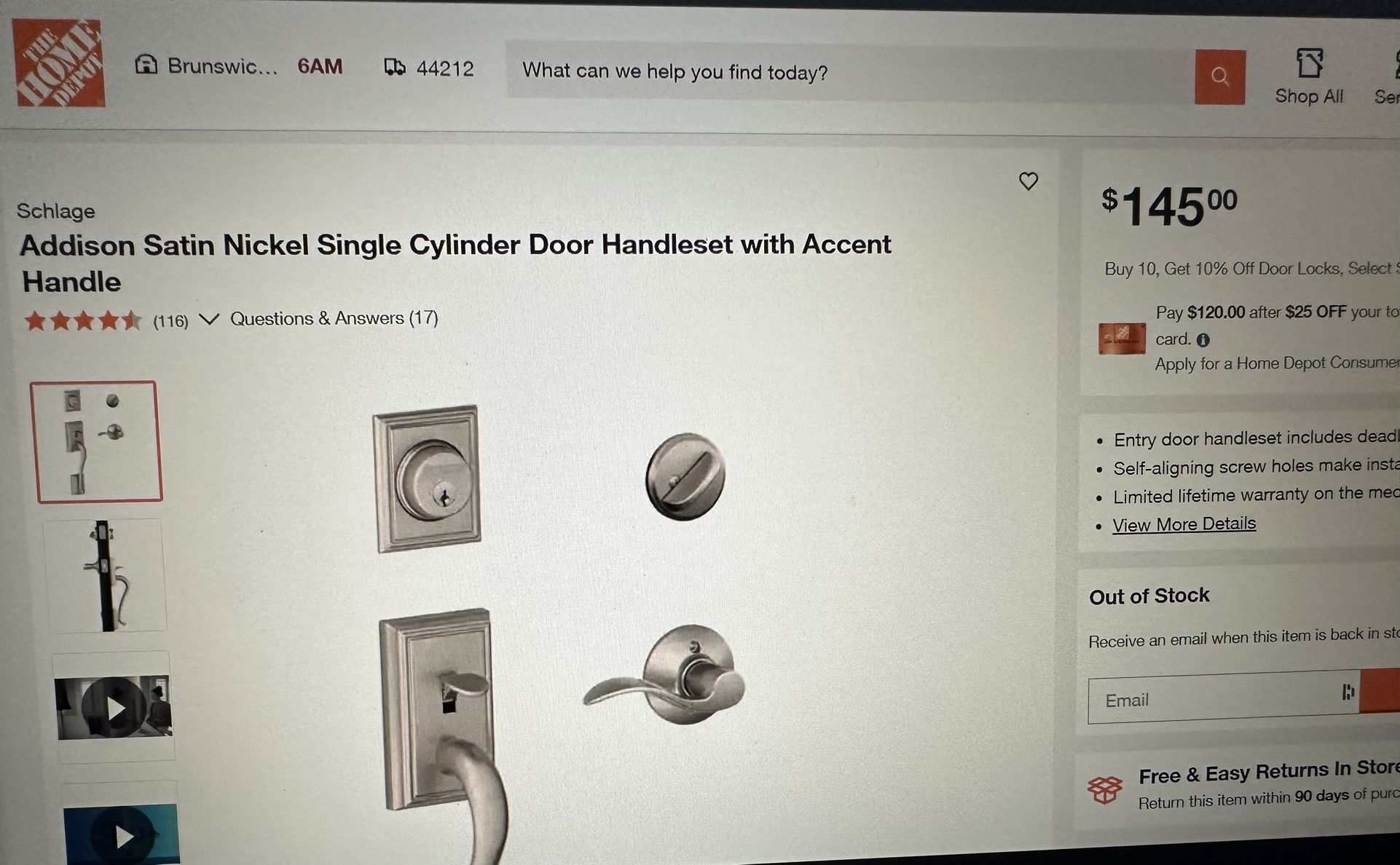 NEW Schlage Addison Door Handleset
