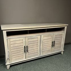 Modern Coastal Wood TV Console / Storage Cabinet – Excellent Condition