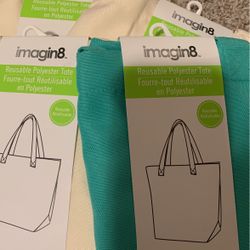 Reusable Polyester Tote | Bag | Blank Tote | Ivory Tote | Aqua  Tote