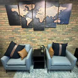 Modern Gray Leather Armchair – Like New ($275 each, or $525 for both)