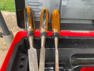 VINTAGE ALLTRADE Wood Chisel SET Lot 1/4, 1/2, 3/4 TIP GUARDS with New boxes