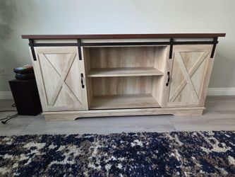 Farmhouse TV Stand with Sliding Barn Doors