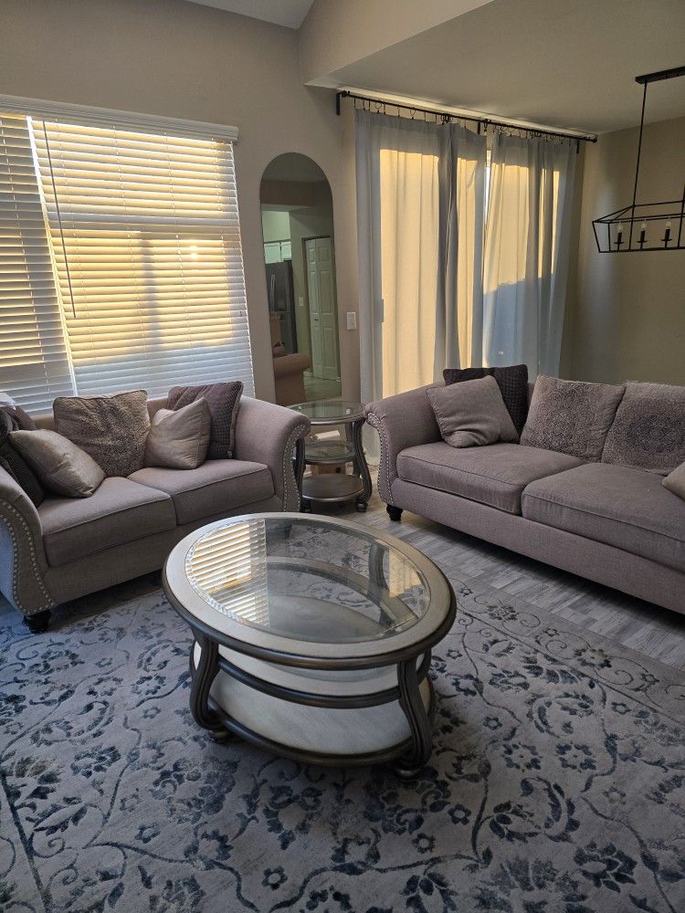 Sofa Set With Chair, Coffee Tables