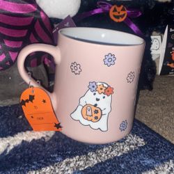 Pink Ghost Halloween Mug
